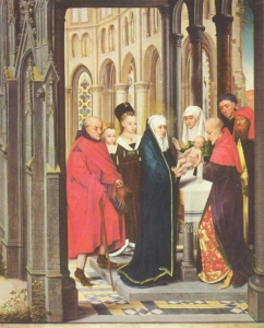 Hans Memling, Ofiarowanie w świątyni, olej na desce, 1463, National Gallery of Art, Waszyngton