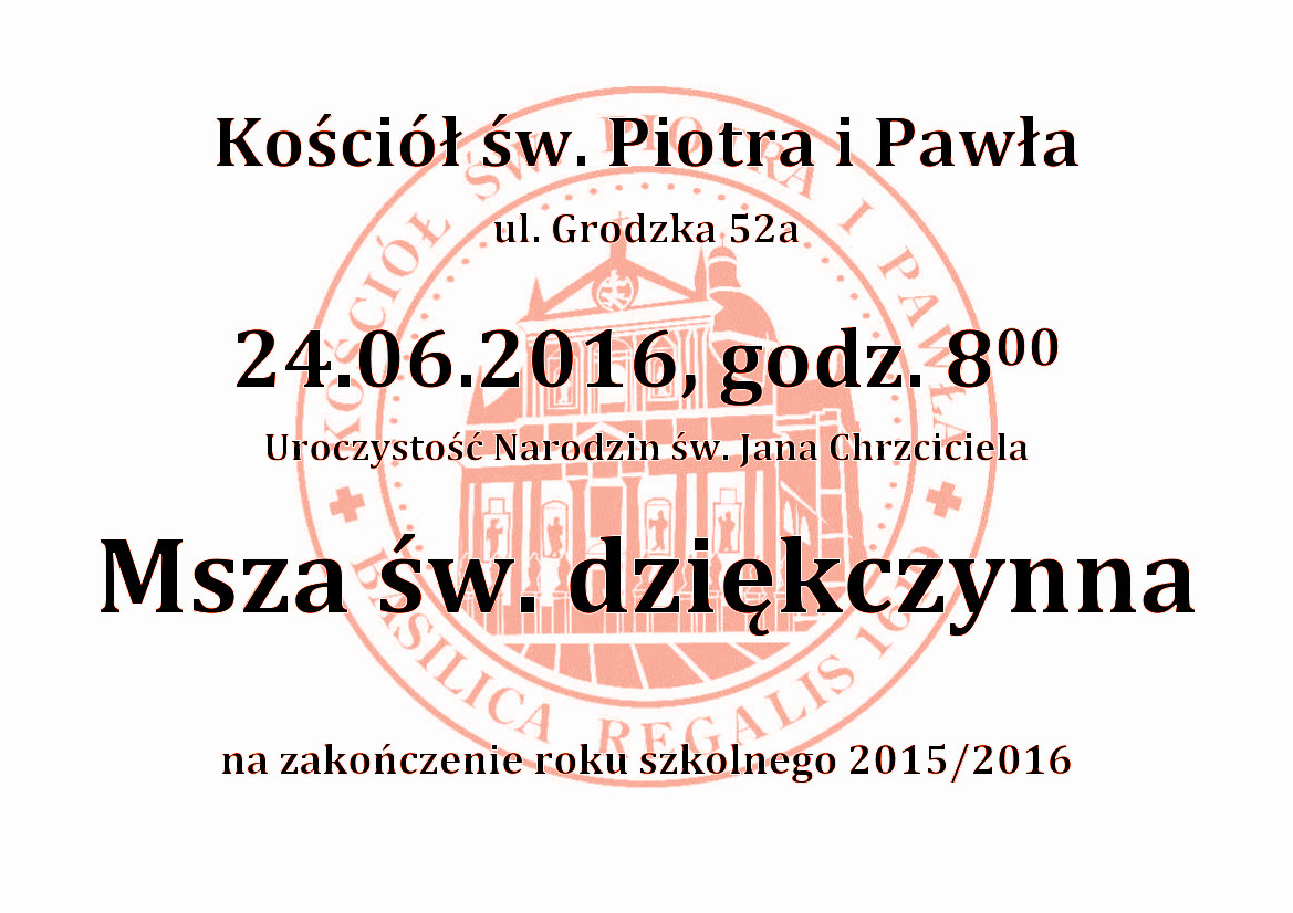 Msza św. na zakończenie roku szkolnego